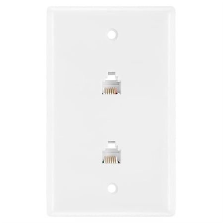 Cmple 6P6C Double Wall Plate Jacks - White 467-N